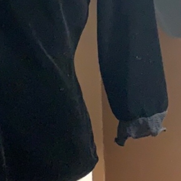 ECI New York Black Velour Chiffon Ruffle Trim Top - Picture 5 of 10